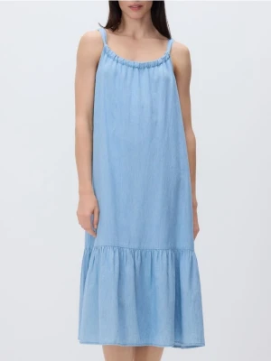 Reserved - Sukienka z dodatkiem lnu - niebieski