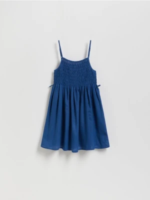 Reserved - Sukienka z domieszką lnu - niebieski