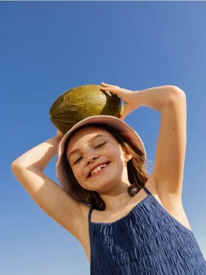 Reserved - Sukienka z domieszką lnu - niebieski