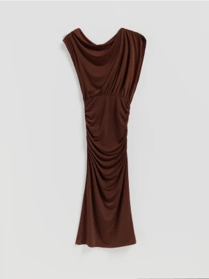 Reserved - Sukienka z drapowaniem - brązowy