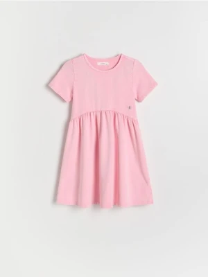 Reserved - Sukienka z efektem sprania - pastelowy róż