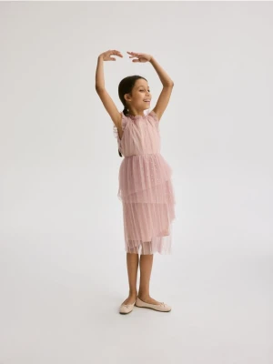 Reserved - Sukienka z falbanami - brudny róż