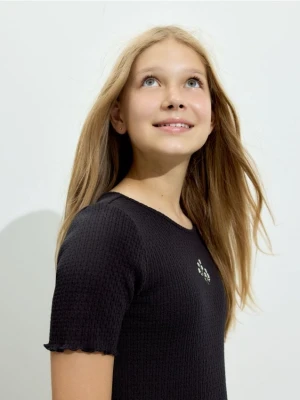 Reserved - Sukienka z haftem - czarny