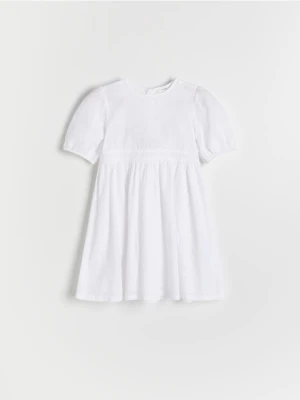 Reserved - Sukienka z haftem - złamana biel