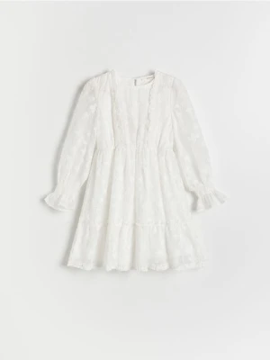 Zdjęcie produktu Reserved - Sukienka z haftowanym wzorem - złamana biel