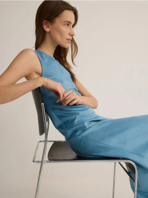 Reserved - Sukienka z imitacji zamszu - jasnoturkusowy