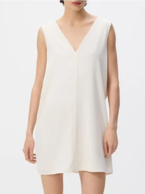 Reserved - Sukienka z kokardą na plecach - złamana biel