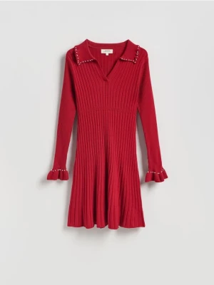 Reserved - Sukienka z kołnierzykiem - czerwony