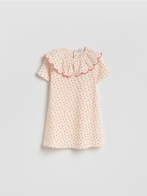 Reserved - Sukienka z kołnierzykiem - złamana biel