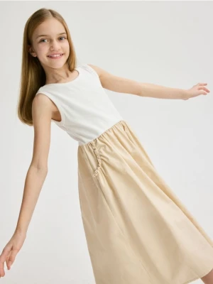 Reserved - Sukienka z łączonych materiałów - beżowy