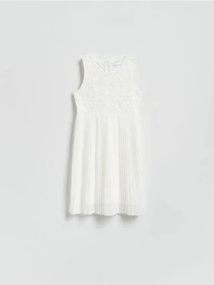 Reserved - Sukienka z łączonych materiałów - biały
