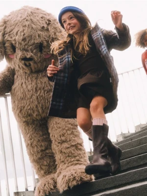 Reserved - Sukienka z łączonych materiałów - brązowy