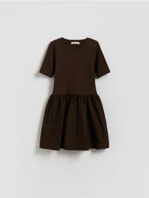 Reserved - Sukienka z łączonych materiałów - brązowy
