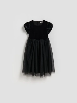 Reserved - Sukienka z łączonych materiałów - czarny