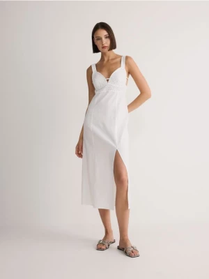 Reserved - Sukienka z lnem - biały