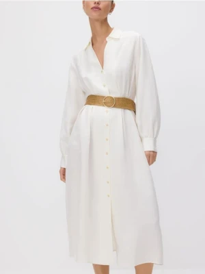 Reserved - Sukienka z lnem - biały