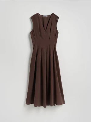 Reserved - Sukienka z lnem - brązowy
