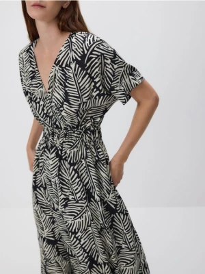 Reserved - Sukienka z lnem - czarny