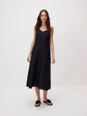 Reserved - Sukienka z lnem - czarny