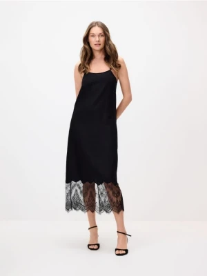 Reserved - Sukienka z lnem - czarny