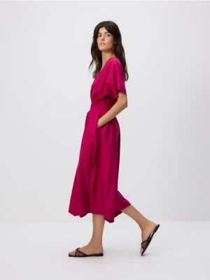 Reserved - Sukienka z lnem - fuksja