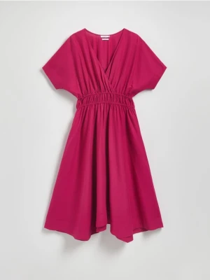 Reserved - Sukienka z lnem - fuksja