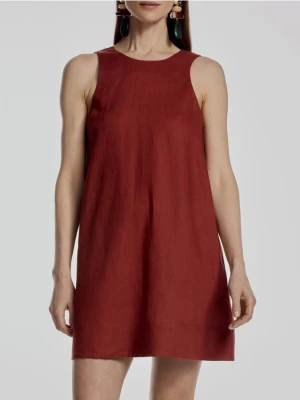 Reserved - Sukienka z lnu - miedziany