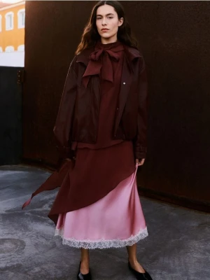 Reserved - Sukienka z lyocellem - brązowy