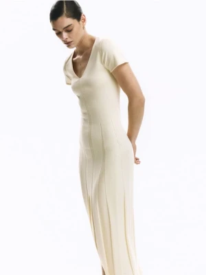 Reserved - Sukienka z lyocellem - jasnożółty