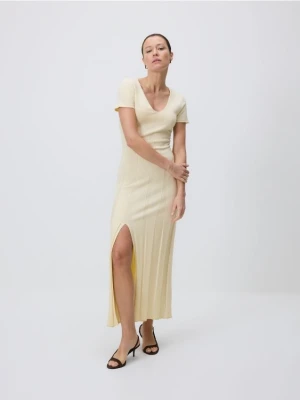 Reserved - Sukienka z lyocellem - jasnożółty