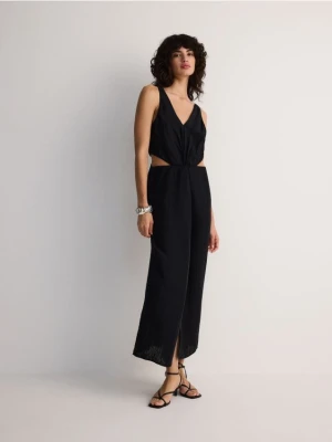 Reserved - Sukienka z lyocellu z wycięciami - czarny
