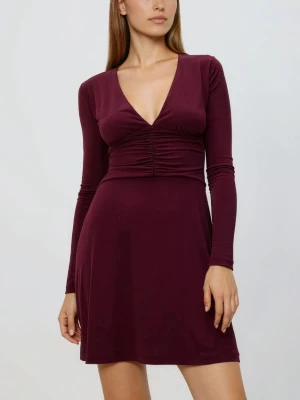 Reserved - Sukienka z marszczeniami - ciemnofioletowy