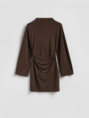 Reserved - Sukienka z marszczeniem - ciemnobrązowy
