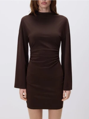 Reserved - Sukienka z marszczeniem - ciemnobrązowy