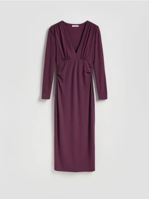 Reserved - Sukienka z marszczeniem - ciemnofioletowy