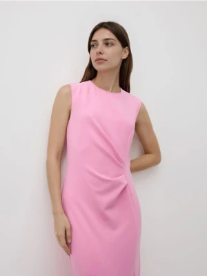 Reserved - Sukienka z marszczeniem - pastelowy róż