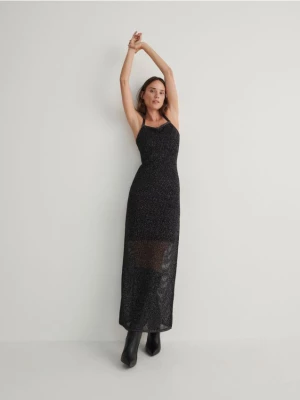 Reserved - Sukienka z metalizowaną nicią - czarny