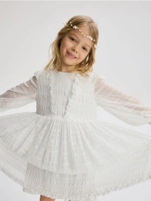 Reserved - Sukienka z metalizowaną nicią - złamana biel