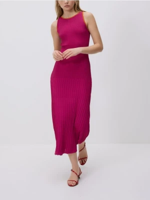 Reserved - Sukienka z metalizowaną nitką - fuksja