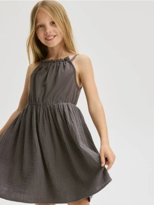 Reserved - Sukienka z muślinowym dołem - ciemnoszary