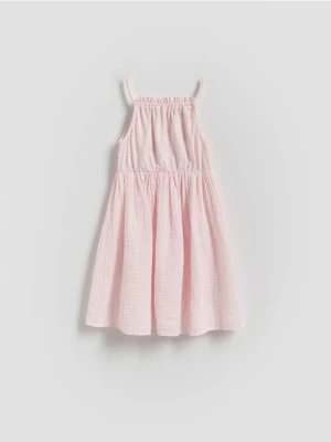 Reserved - Sukienka z muślinowym dołem - pastelowy róż