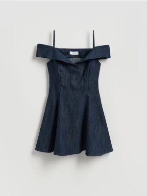 Reserved - Sukienka z odkrytymi ramionami - niebieski