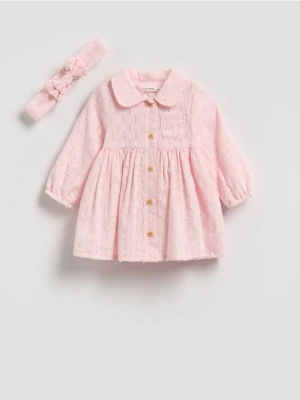 Reserved - Sukienka z opaską - pastelowy róż