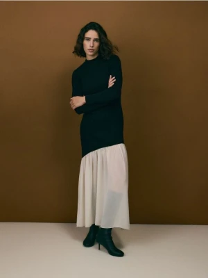 Reserved - Sukienka z ozdobnym dołem - wielobarwny