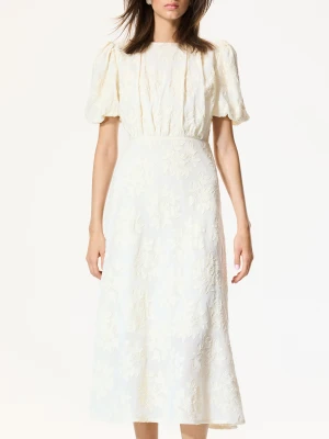 Reserved - Sukienka z ozdobnym haftem - kremowy