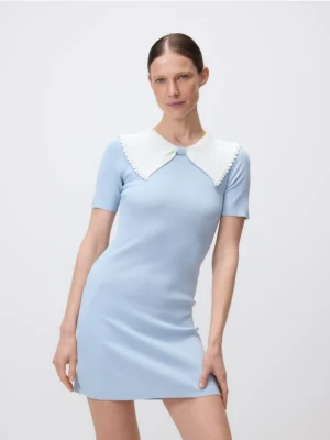 Reserved - Sukienka z ozdobnym kołnierzem - jasnoniebieski