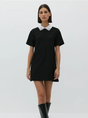 Zdjęcie produktu Reserved - Sukienka z ozdobnym kołnierzykiem - czarny