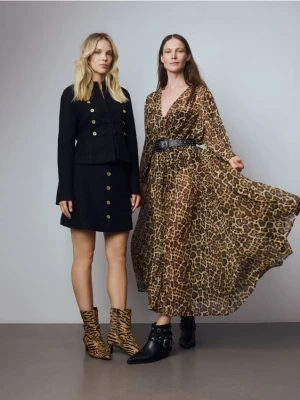 Reserved - Sukienka z ozdobnym paskiem - wielobarwny