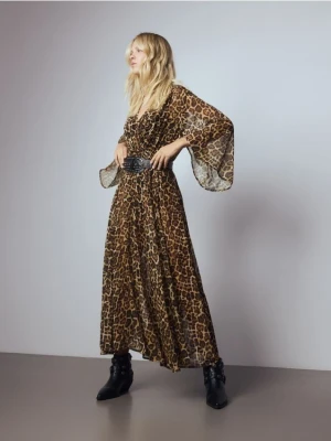 Reserved - Sukienka z ozdobnym paskiem - wielobarwny