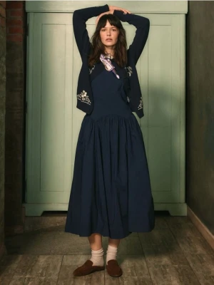 Reserved - Sukienka z ozdobnym wiązaniem - granatowy